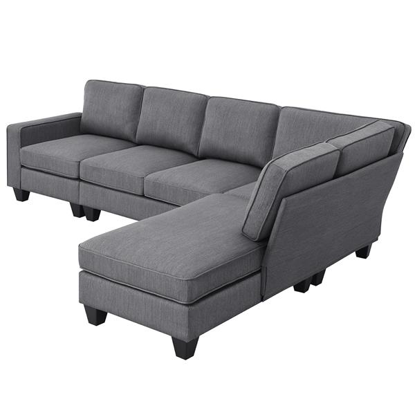 [VIDEO provided] [New] 104.3*78.7" Modern L-shaped Sectional Sofa,7-seat Linen Fabric Couch Set with Chaise Lounge and Convertible Ottoman for Living Room,Apartment,Office,3 Colors