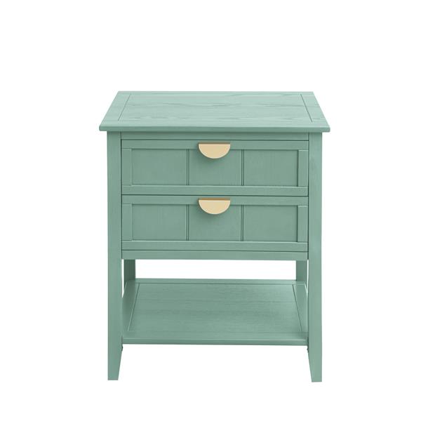 2 Drawer Side Table, American Style, End Table, Suitable for Bedroom, Living Room, Study