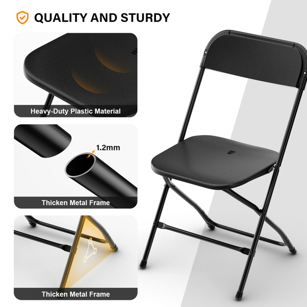 4pcs Injection Molding Classic Garden Plastic Folding Chair Black