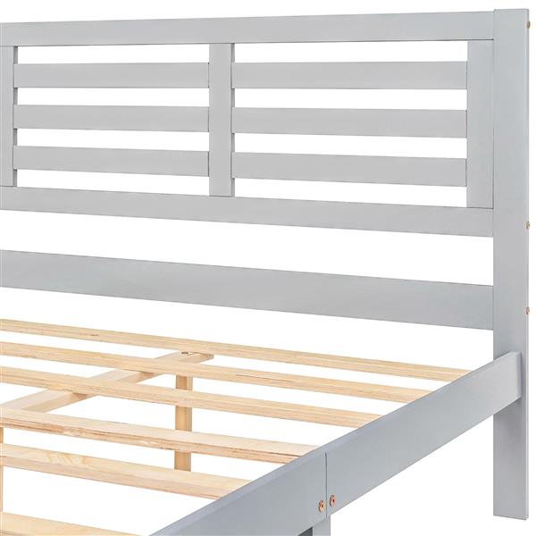 Full Size Platform Bed with Drawers, Gray