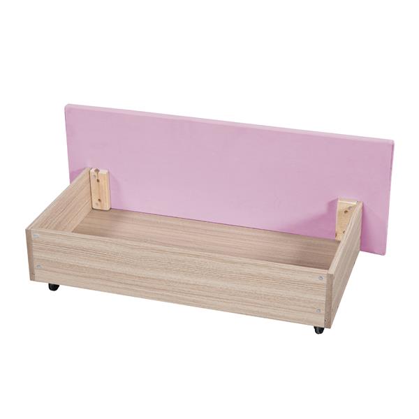 Full Size Upholstered Bed with 4 Drawers, Pink