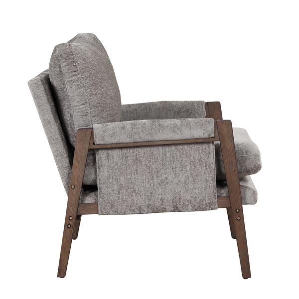 Mid-Century Modern Velvet Leisure Chair with Solid Wood and Thick Seat Cushion for Living Room,Bedroom,Studio,Grey