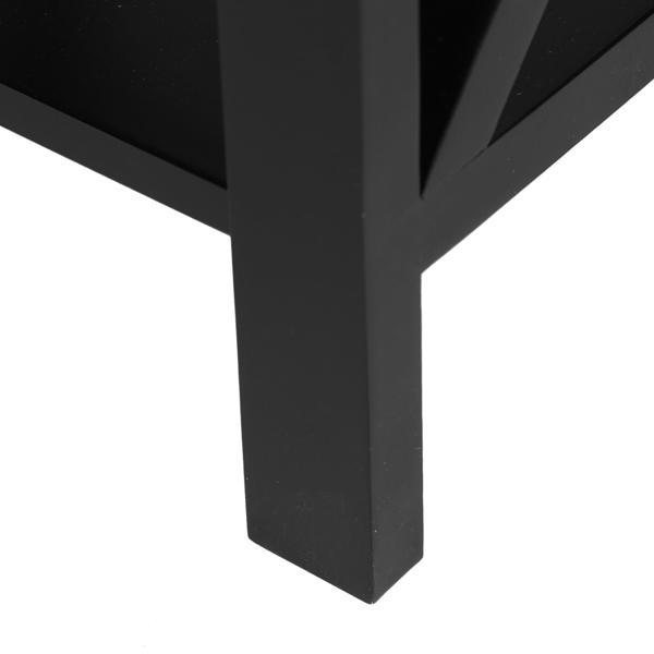 Black Spray Paint Cross Type Single Suction Double Layer Nightstand [40x30x55cm]