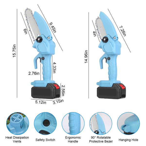 Mini 4In&6In Two Sizes Chainsaws Super Handheld Rechargeable Chain Saw With mini chain saw is an excellent tool Small Electric Chainsaws Battery Powered For Wood/Trees Cutting No shipments on weekend