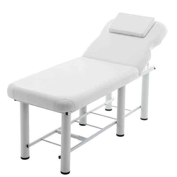 Professioanl Massage Table , Backrest Adjustable, Removable Headrest, Bottom Shelf Storage , Memory Foam Layer Salon Bed,White