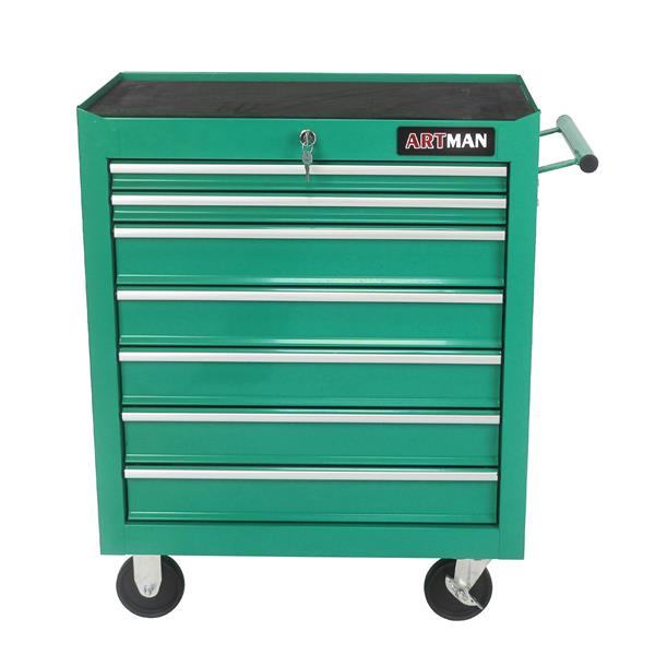 7 DRAWERS MULTIFUNCTIONAL TOOL CART WITH WHEELS-GREEN