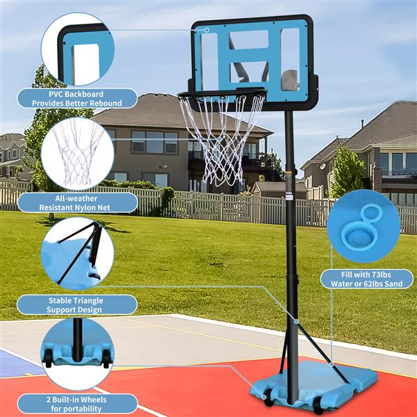 Use for Outdoor Height Adjustable 4.8 to 7.7ft Basketball Hoop 44 Inch Backboard Portable Basketball Goal System with Stable Base and Wheels