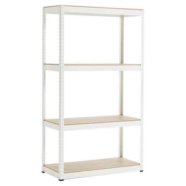 Storage Rack Shelving Unit Storage Shelf Steel Garage Utility Rack 4-Shelf Adjustable Shelves Heavy Duty Display Stand for Books, Kitchenware, Tools Boltless Assembly (White)