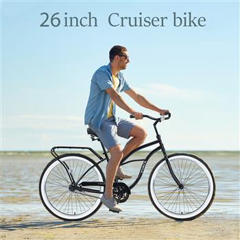 Single Speed Bicycles 26\\"Inch,Steel Frame, Wide Wheels for Stability, Rear Coaster Brakes,Multiple Colors Men\\'s Beach Cruiser Bike