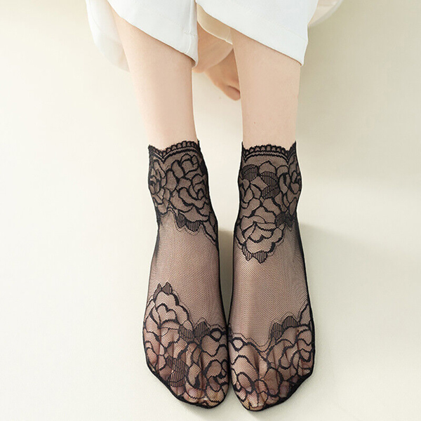 Women Ladies Lace Ankle Sexy Ankle Socks Stocking Floral Elegant Sheer Thin UK