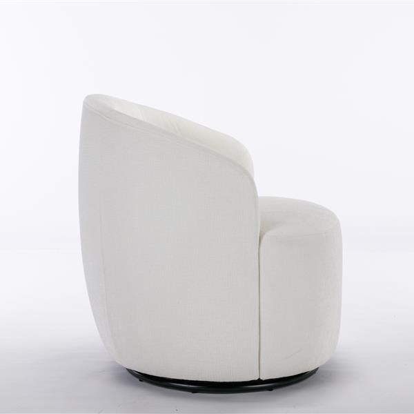 Chenille Fabric Swivel Armchair Barrel Chair With Black Powder Coating Metal Ring,Ivory