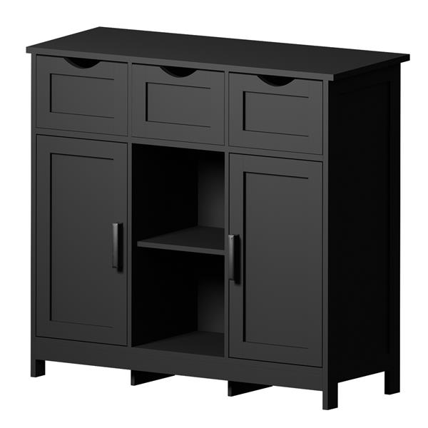 Storage Cabinets,Wooden Floor Cabinet,with Drawers and Shelves Storage Cabinets,Accent Cabinet for Living Room,Bedroom,Bathroom Furniture Home Decor(Black) 