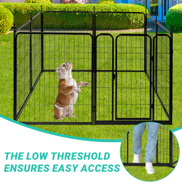 Dog Playpen Pet Dog Fence, 32" Height 8 Panels Metal Dog Pen, Outdoor Exercise Pen with Door for RV, Camping, Yard