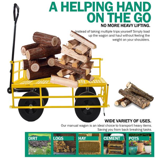 Tools cart Wagon Cart Garden cart trucks make it easier to transport firewood  Yellow