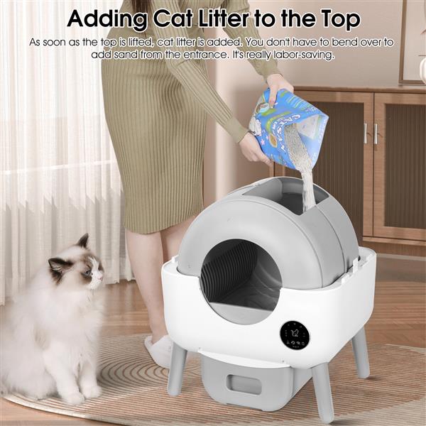 Self Cleaning Litter Box - 2.2lb-23lb Cat Can Use, 100L Automatic Cat Litter Box Self Cleaning, Extra Large for Multiple Cats, Anti-Pinch, All Clumping Litter Can Use, with Garbage Bags, App Control