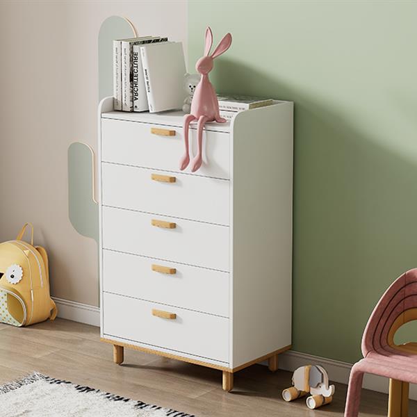 Modern Simple Style White Modern 5-Drawer Chest for Bedroom, Kid's Room, Living Room, Nursery Room