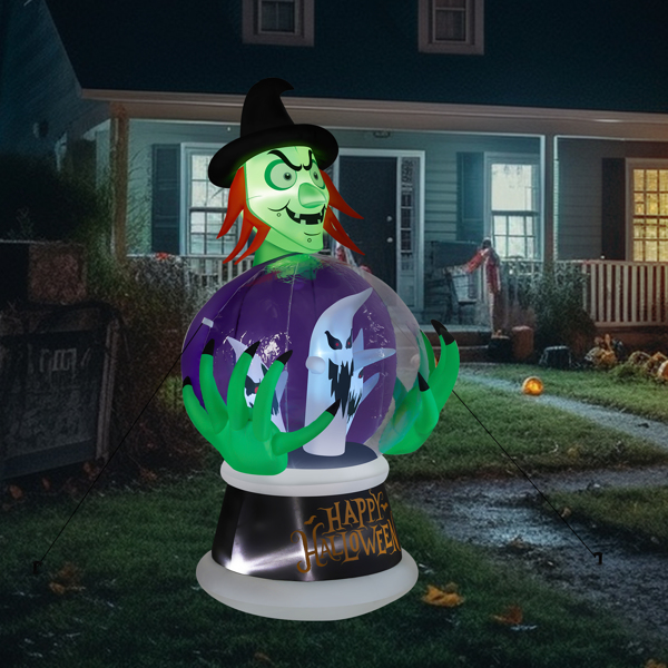 5.9ft Witch & Crystal Ball Inflatable Halloween Decoration