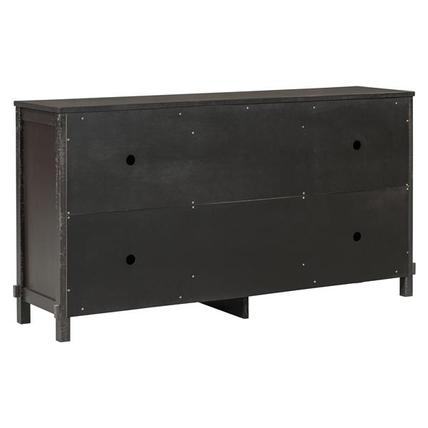 Retro Solid Wood Buffet Cabinet with 2 Storage Cabinets, Adjustable Shelves and 3 Drawers for Living Room (Espresso)