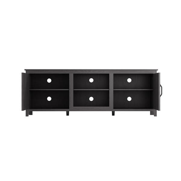 TV Stand Storage Media Console Entertainment Center,Tradition Black,with doors