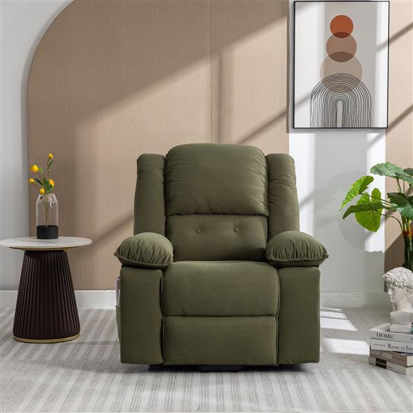 Massage Recliner,Power Lift Chair for Elderly with Adjustable Massage and Heating Function,Recliner Chair with Infinite Position and Side Pocket for Living Room ,Green