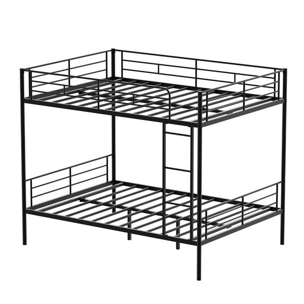 Metal Loft Bed Twin Size, Heavy Duty Metal Loft Bed Frame with Dual Ladders & Safety Guardrail, No Box Spring Needed, Space-Saving Loft Bed for Juniors Teens Adults (Black)