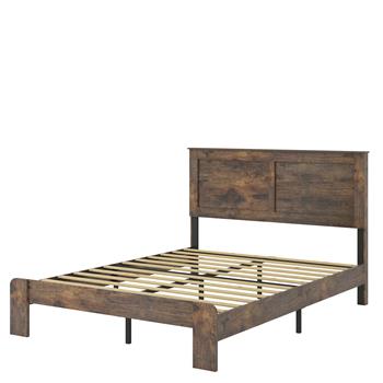 Bed Frame Full Size, Wood Platform Bed Frame , Noise Free,No Box Spring Needed and Easy Assembly Tool,Large Under Bed Storage,Dark Brown