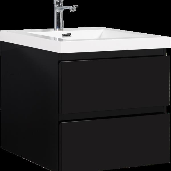 24" Floating Bathroom Vanity with Sink, Modern Wall-Mounted Bathroom Storage Vanity Cabinet with Resin Top Basin and Soft Close Drawers, Glossy Black 24V11-24GB