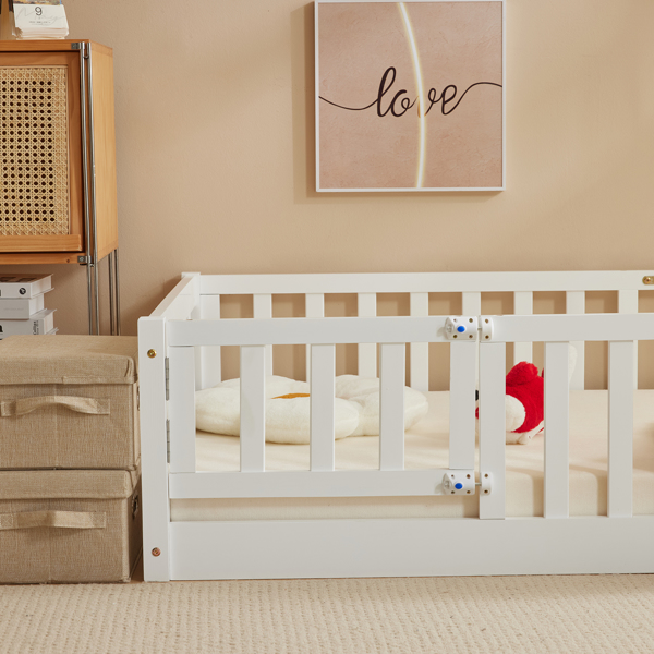 Fence Bed With Door With Boards White Painted Pine Twin Children's Bed