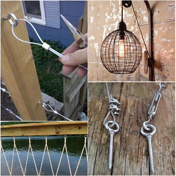 30M Stainless Steel Wire Rope Cable Hooks Hanging Kit Garden Railing Rope Roll