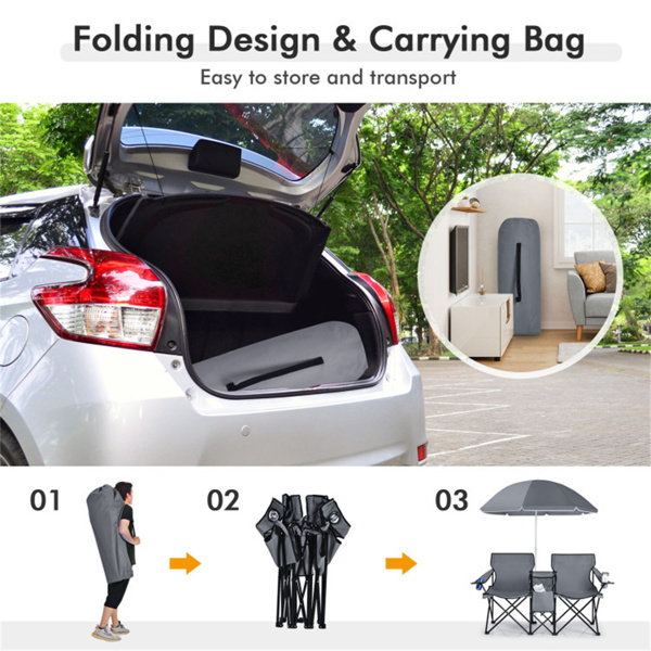 Outdoor camping chair with umbrella