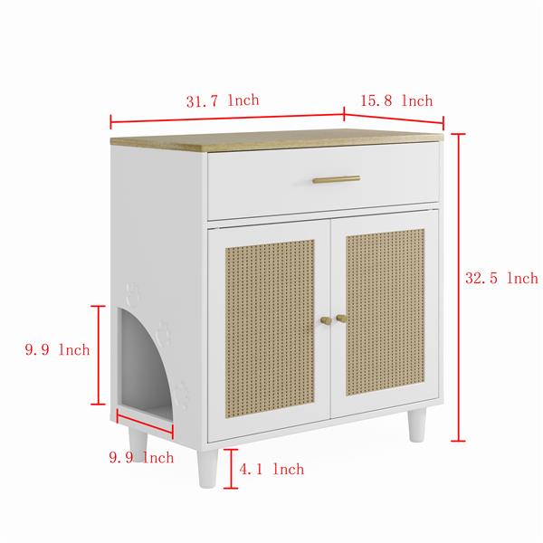 Cat Litter Box Enclosure with Scratch Pad, Hidden Litter Box Furniture, Wooden Pet House Sideboard, Storage Cabinet, Fit Most Cat and Litter Box, for Living Room Bedroom Office