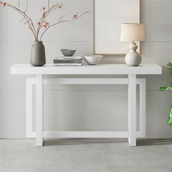 Contemporary Console Table with Wood Top, Extra Long Entryway Table for Entryway, Hallway, Living Room, Foyer, Corridor