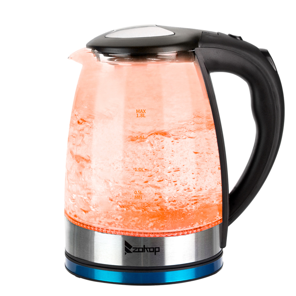 ZOKOP HD-1861-A 110V 1500W 1.8L Electric Glass Kettle US Plug