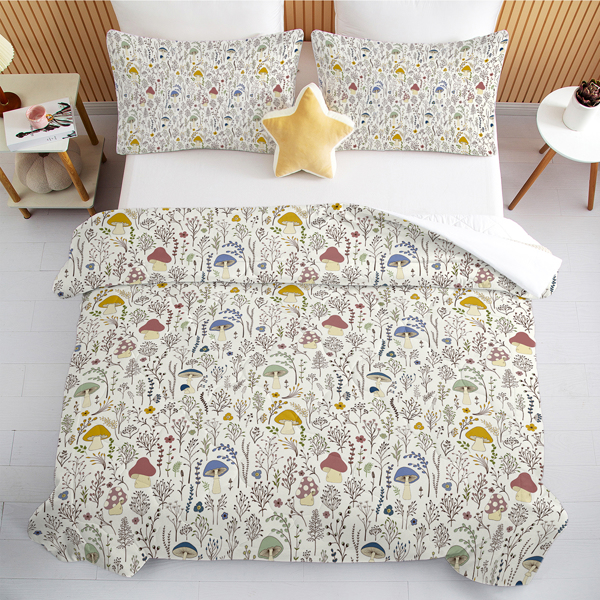 3 Pieces Mushroom Decoration Comforter Set Soft Bedding Set for Kids  Down Alternative Twin Full Queen King Size