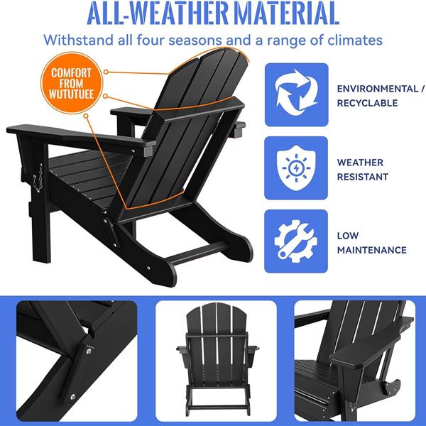 Folding Adirondack Chair, Relaxing Stackable Arm Rest Ernomic HDPE All-Weather Adirondack Chair