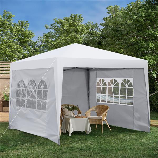 Outdoor 10x 10Ft Pop Up Gazebo Canopy Tent Removable Sidewall with Zipper,2pcs Sidewall with Windows,with 4pcs Weight sand bag,with Carry Bag,White