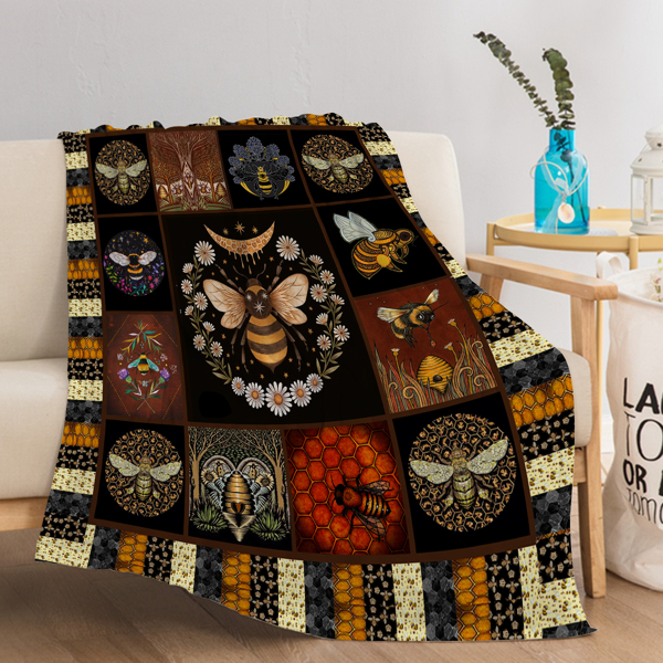 Bees Flannel Throw Blanket Throw Blanket  Fluffy Blanket Blanket