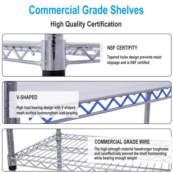 6 Tier 6000lbs Capacity NSF Metal Shelf Wire Shelving Unit, Heavy Duty Adjustable Storage Rack with Wheels & Shelf Liners for Commercial Grade Utility Steel Storage Rack, chrome- 84"H x 48"L x 20"D