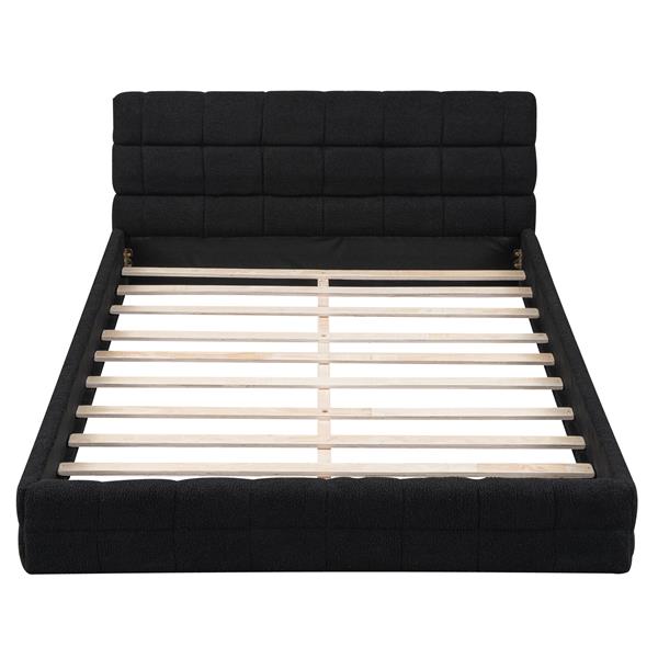 Queen Size Upholstered Platform Bed, Black