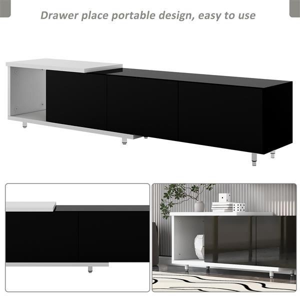 Modern ,Stylish TV Stand  TV Cabinet for 80+inch TV, Black