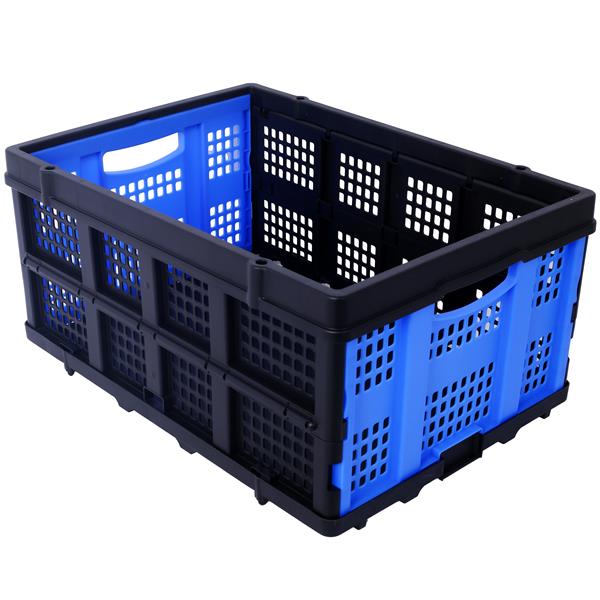 Collapsible Utility Cart Multi Use Functional Collapsible Shopping Carts 2-Tier Collapsible Shopping Cart with Baskets Carrito para Supermercado con Ruedas  blue