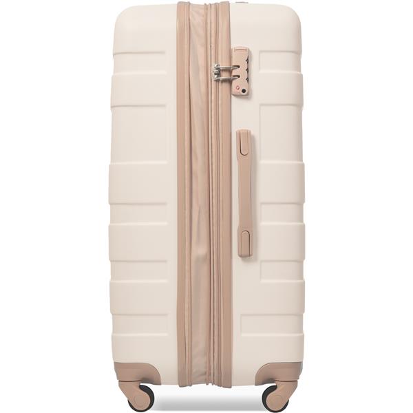 Luggage Sets New Model Expandable ABS Hardshell 3pcs Clearance Luggage Hardside Lightweight Durable Suitcase sets Spinner Wheels Suitcase with TSA Lock 20''24''28''( Ivory and lden)