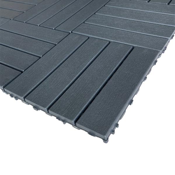 Plastic Interlocking Deck Tiles,44 Pack Patio Deck Tiles,11.8"x11.8" Square Waterproof Outdoor Floor All Weather Use, Patio Floor Decking Tiles for Porch Poolside Balcony Backyard (Dark Grey 44 pack)