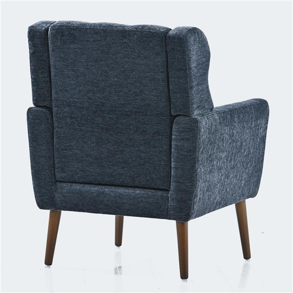 Modern Chair,Chenille Arm Chairs for Living Room,Upholstered Mordern Armchair,Comfy Soft Padded Lounge Chair in Small Space, Bedroom, w/Pillow, Solid Wood Leg (Dark Blue)