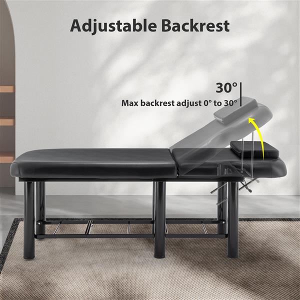 Professioanl Massage Table , Backrest Adjustable, Removable Headrest, Bottom Shelf Storage , Memory Foam Layer Salon Bed,Black