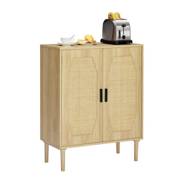 Kitchen storage cabinets with rattan decorative doors, buffets, wine cabinets, dining rooms, hallways, cabinet console tables, Natural, 31.5''W X 15.8''D X 34.6"H.