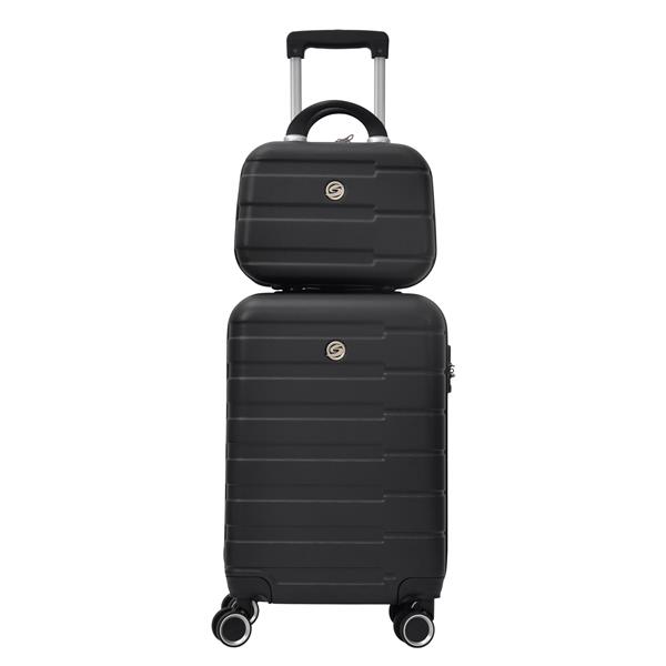 4 Piece Hard Shell Luggage Set,Carry on Suitcase with Spinner Wheels,Family Luggage Set,Black(12/20/24/28in)