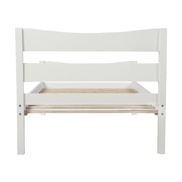 [Not allowed to sell to Walmart]Twin Size Wood Platform Bed with Headboard and Wooden Slat Support (White)