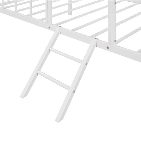 Metal House Bed Frame Twin Size with Slatted Support No Box Spring Needed White