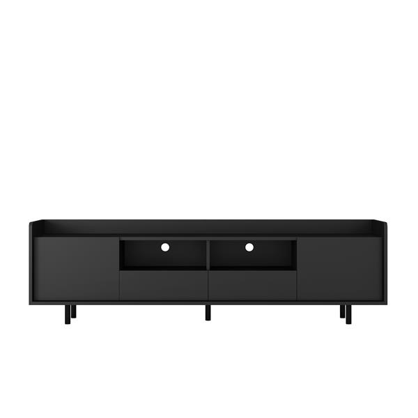 High Gloss TV Stand with LED Light for TVs up to 70 inche, Modern Home Entertainment Center with Open Shelves and Drawers, Media Console TV Stand for Living Room